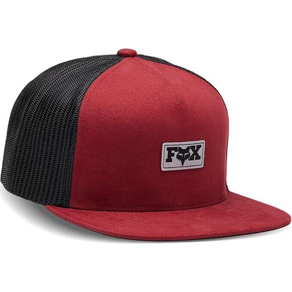 Fox Racing F-Head-X Boxed Patch Red Mesh Back Trucker Snapback Adjustable Hat - Picture 1 of 2